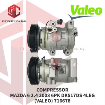 COMPRESSOR MAZDA 6 2.4 2008 DKS17DS 6PK 4LEG 143MM (VALEO) 716678