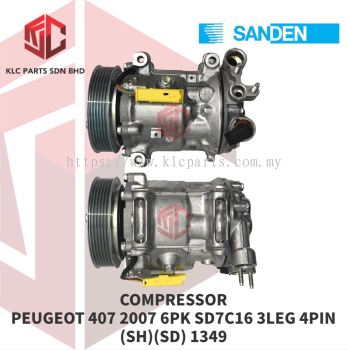 COMPRESSOR PEUGEOT 407 2007  6PK SD7C16 3LEG 4PIN 124MM (SH)(SD) 1349/1317/1332