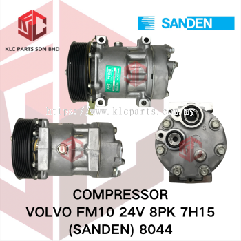 COMPRESSOR VOLVO FM10 24V 8PK 7H15 4LEG 1PIN 137MM (SANDEN) 8044/6028