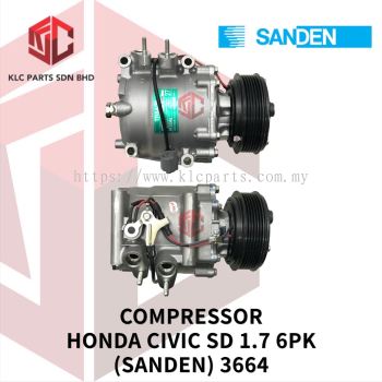 COMPRESSOR HONDA CIVIC SD 1.7 6PK (SANDEN) 3664