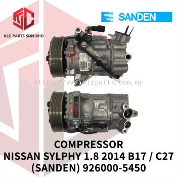 COMPRESSOR NISSAN SYLPHY 1.8 2014 B17 / SERENA C27 7PK SNC12 3LEG (SANDEN) 926000-5450