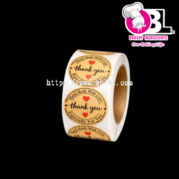 116200 THANK YOU STICKER ROLL (BROWN) 500'S