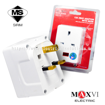 Maxvi 13A 3Way Adaptor with Neon (SIRIM)