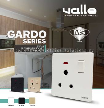 (SIRIM APPROVED) Valle Designer Switch Gardo Series 15A SWITCHED SOCKET OUTLET C/W NEON