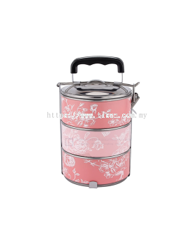 Tiffin Pink Stainless Steel 3 Tiers - 08