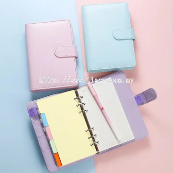 A6 Hardcover PU Leather Magnetic Buckle Notebook with Ring Binder