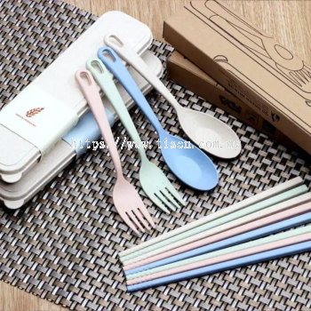 Custom Logo ECO Friendly Wheat Straw Cutlery Set