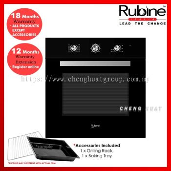 RUBINE BUILT-IN OVEN FULL GLASS 70L WITH 8 COOKING FUNCTIONS RBO-LAVA-70SS 