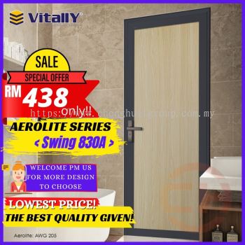 VITALLY SWING DOOR ALUMINIUM FRAME 830A TOILET DOOR AEROLITE SERIES Within 30" x 84" CUSTOM MADE