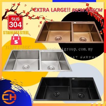 NANO SINK HANDMADE SUS304 STAINLESS STEEL KITCHEN SINK SINGLE / DOUBLE BOWL X BASE DESIGN