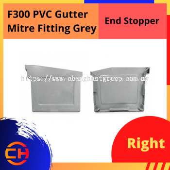 F300 PVC GUTTER MITRE FITTING GREY [RIGHT END STOPPER]