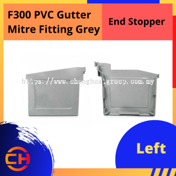 F300 PVC GUTTER MITRE FITTING GREY [LEFT END STOPPER]
