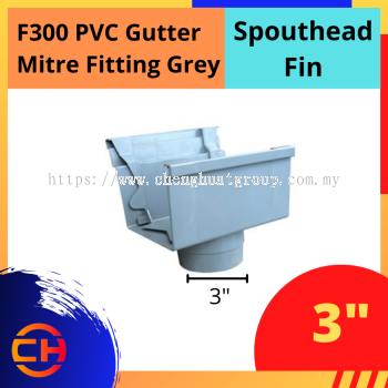 F300 PVC GUTTER MITRE FITTING GREY [ SPOUTHEAD FIN 3'' ]