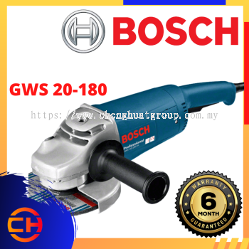 BOSCH GWS 20-180 ANGLE GRINDER PROFESSIONAL 180MM (7'') 2000W + EXTRA 2PCS CARBON BRUSH & 3PCS GRINDING DISC 7''