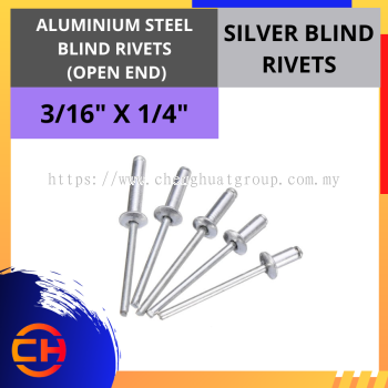 ALUMINIUM STEEL BLIND RIVETS (OPEN END)SILVER BLIND RIVETS 3/16" X 1/4"