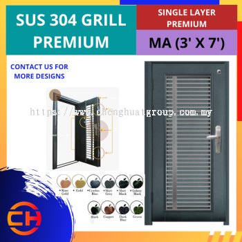 TOP SECURITY DOOR SUS 304 GRILL PREMIUM SINGLE LAYER PREMIUM MA [3' X 7']