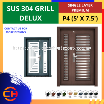 TOP SECURITY DOOR SUS 304 GRILL DELUX SATU LAPIS PREMIUM P4 [5' X 7.5'] 