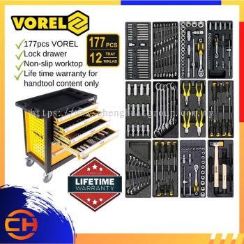 VOREL 6-DRAWER ROLLER TOOL CART WITH 177PCS TOOLS  [YT-58540]