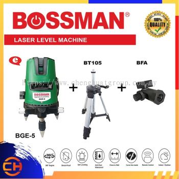 BOSSMAN BGE-5（5 绿线）专业激光水平仪高品质带三脚架和适配器 - 包括 2 块电池和 1 个充电器 - 6 个月本地保修 -