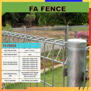 FA FENCE / GALVANIZED SECURED FENCE / PAGAR  E-Fence Galvanized Security Round Post with Post Cap, U-clips, Bolt & Nut