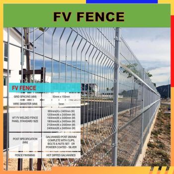 GALVANIZED SECURED FENCE / FV FENCE AND E-Fence Galvanized Security Round Post with Post Cap, U-clips, Bolt & Nut