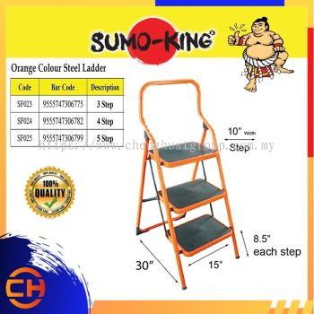 SUMO KING 3 - 5 Steps Household Foldable Steel Ladder Tangga (Orange)EN131