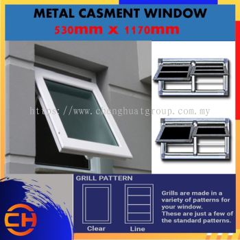 Metal Casement Window 1170MM(W) x 530MM (H) With Security Grill