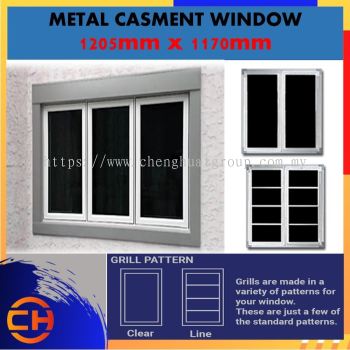 Tingkap Metal Casement 1170MM(W) x 1205MM (H) Dengan Gril Keselamatan