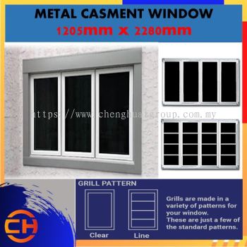 Metal Casement Window 2280MM(W) x 1205MM (H) With Security Grill