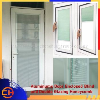 Aluminium Door Enclosed Blind and Double Glazing Honeycomb Shade Aluminium Tingkap Custom Made ( per sf )