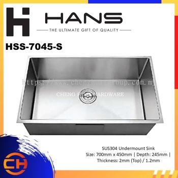 HANS SINK-KITCHEN SINK-SINGLE BOWL JUMBO SINK-UNDERMOUNTED SINK-STAINLESS STEEL-HSS-7045-S