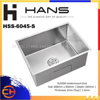 HANS SINK-KITCHEN SINK-SINGLE BOWL JUMBO SINK-UNDERMOUNTED SINK-STAINLESS STEEL-HSS-6045-S