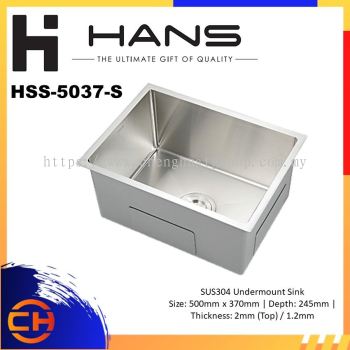 HANS SINK-KITCHEN SINK-SINGLE BOWL JUMBO SINK-UNDERMOUNTED SINK-STAINLESS STEEL-HSS-5037-S