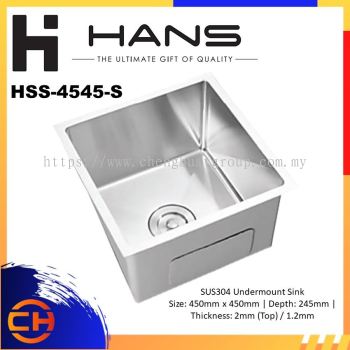 HANS SINK-KITCHEN SINK-SINGLE BOWL JUMBO SINK-UNDERMOUNTED SINK-STAINLESS STEEL-HSS-4545-S