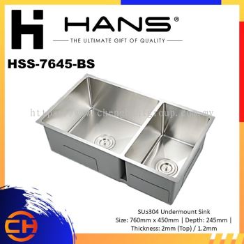 HANS SINK-KITCHEN SINK-DOUBLE BOWL JUMBO SINK-UNDERMOUNTED SINK-STAINLESS STEEL-HSS-7645-BS