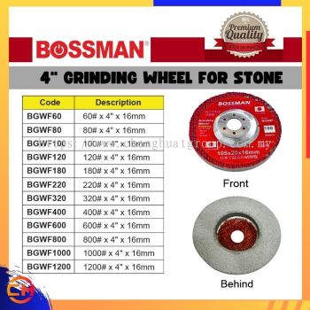 BOSSMAN BGWF60/80/100/120/180/220 / 320/400/600/800/1000/1200 4" x 16MM Roda Pengisar Untuk Batu (Pemasangan)