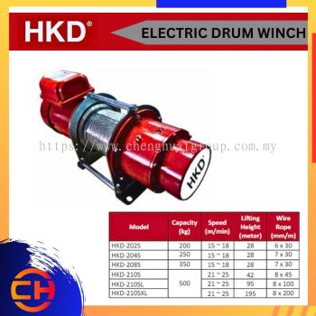 HKD ELECTRICAL DRUM WINCH SINGLE PHASE 220V 50HS 