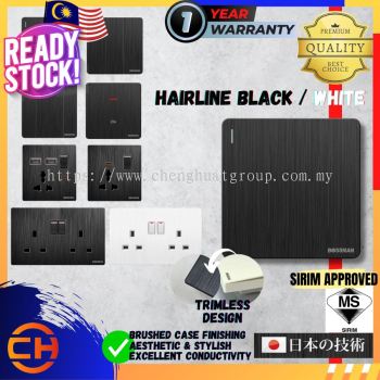 [SIRIM] Bossman Premium Quality Switch & Socket Hairline Black / White Color Suis Rumah Lampu