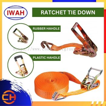 IWAH HEAVY DUTY RATCHET TIE DOWN RUBBER HANDLE AND OLASTIC HANDLE