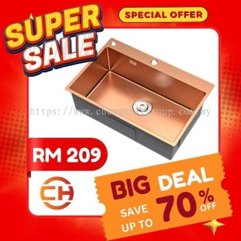 SINGLE AND DOUBLE BOWL ROSE GOLD NANO SINK 68x45 **RM 209** / (DOUBLE) 78x45 **RM 239**