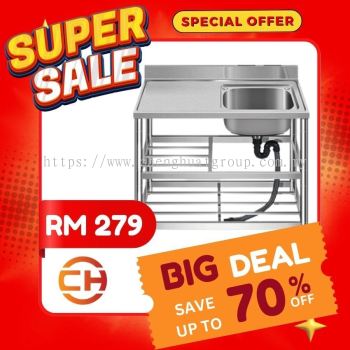 Commercial Kitchen Stainless Steel Sink with Work Table and Sink 100x50 Sink With Stand **RM 279**