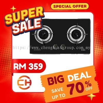 2 Burners Glass Stove EGH-M8442G(BK) - High Quality Tempered Glass, Black (4.8kW) **RM 359**