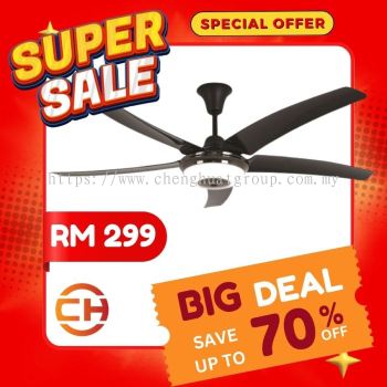 RUBINE FORZA 56/45" GUNMETAL TRI-COLOUR LED CEILING FAN ** RM 299 **