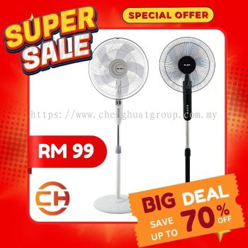 16" STAND FAN  5 BLADE WAITE AND BLACK ** RM 99 **