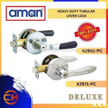 AMAN DELUXE K2971-PC / K2961-PC  Art - Vil & Castle Heavy Duty Tubular Lever Lock Entrance Level Handle Door Lock Hardware Tombol Pintu Ashico Lock Made In Korea SIRIM