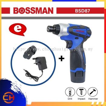 BOSSMAN 电动工具 BSD87 12V 冲击螺丝刀 带 2 节电池 检查