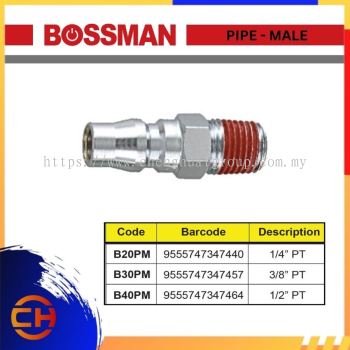 BOSSMAN QUICK CONNECT COUPLING B20PM / 30PM / 40PM PIPE - MALE ( PM )