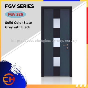 FGV Series are doors that conveys a fresh and simple look for designing modern interiors  FGV 226 Solid Color Slate Grey with Black Anti-finger Print Decorative Laminate