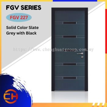 FGV Series are doors that conveys a fresh and simple look for designing modern interiors  FGV 227 Solid Color Slate Grey with Black Anti-finger Print Decorative Laminate