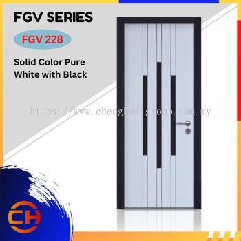 FGV Series are doors that conveys a fresh and simple look for designing modern interiors  FGV 228 Solid Color Pure White with Black Anti-finger Print Decorative Laminate